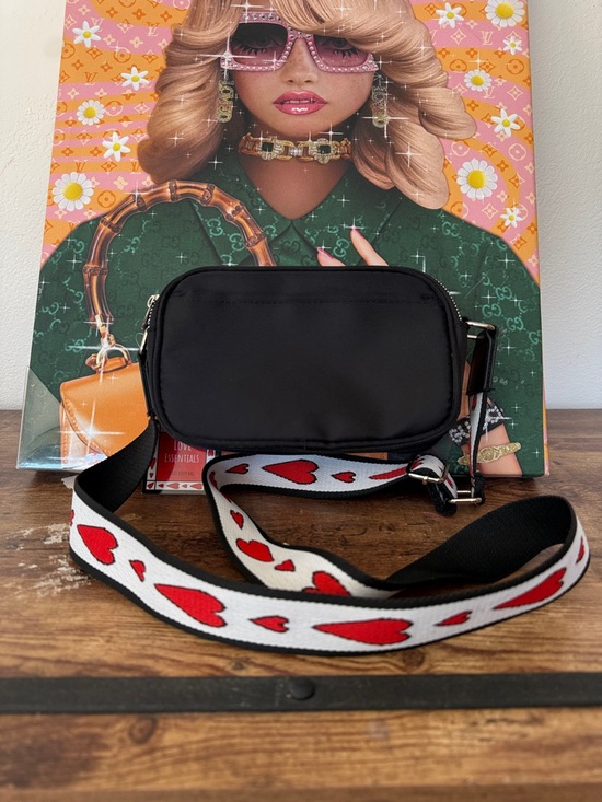 Brighton Black Crossbody with Red and White Heart Strap - Picture 6 of 8
